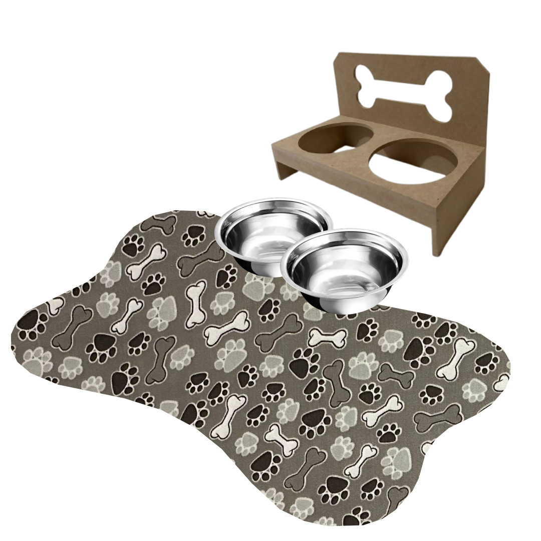 Combo Conforto Pet – Comedouro Elevado + Tapetinho Clean 🐾✨