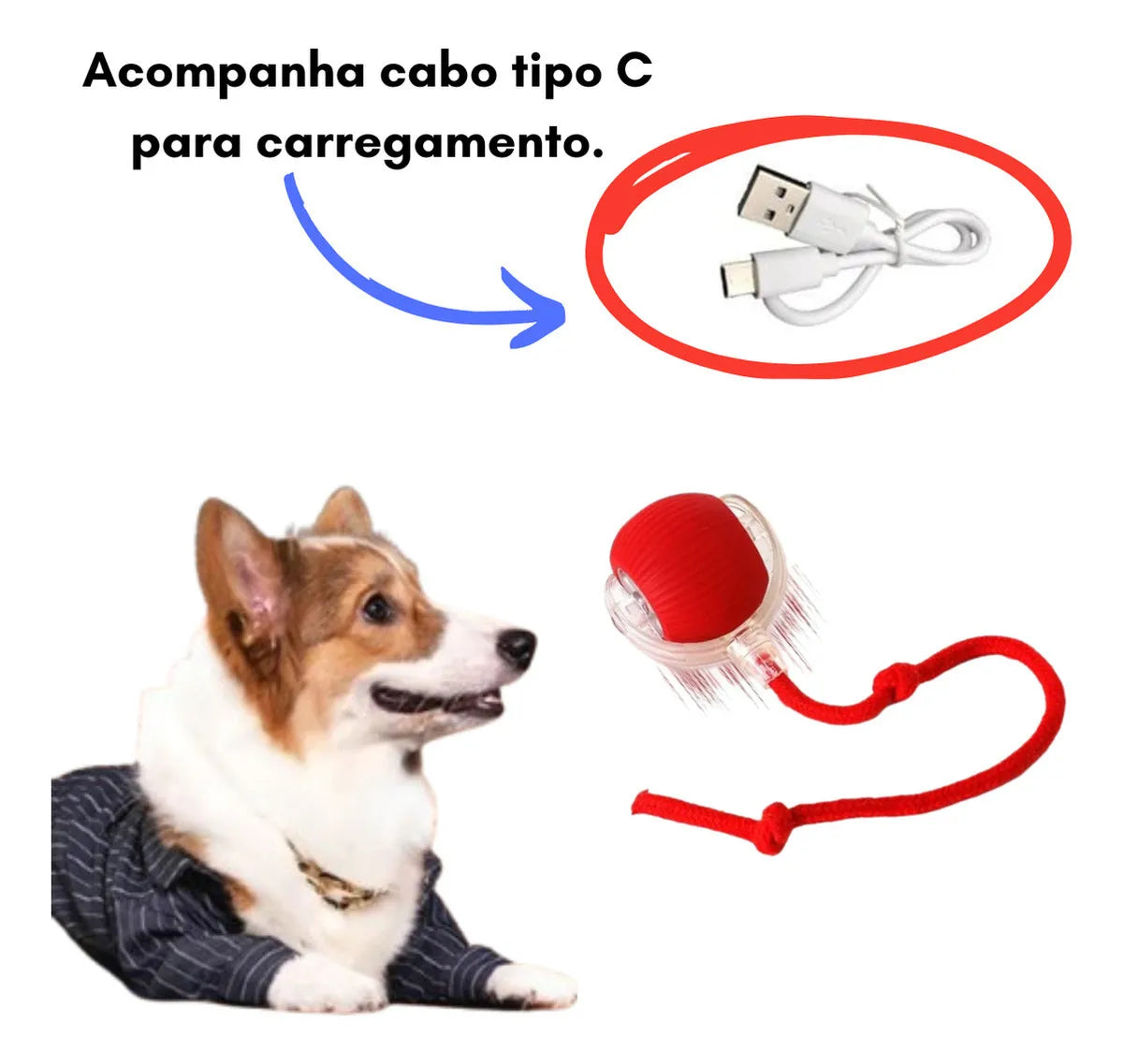 MastigPet - Brinquedo Bola Giratória Inteligente com Corda para Pet
