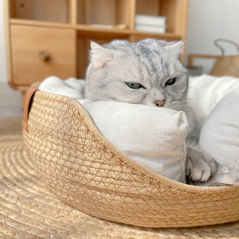 Cama de Bambu para Gatos e Cachorros - Pet Confort