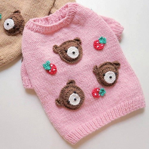 Blusa de Lã Teddy Bear tricotada à mão