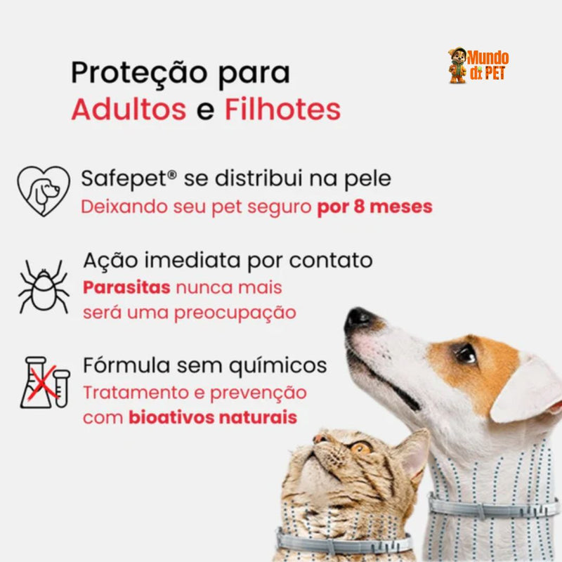 SafePet - Colar Anti Parasitas Premium   [8 meses de proteção]